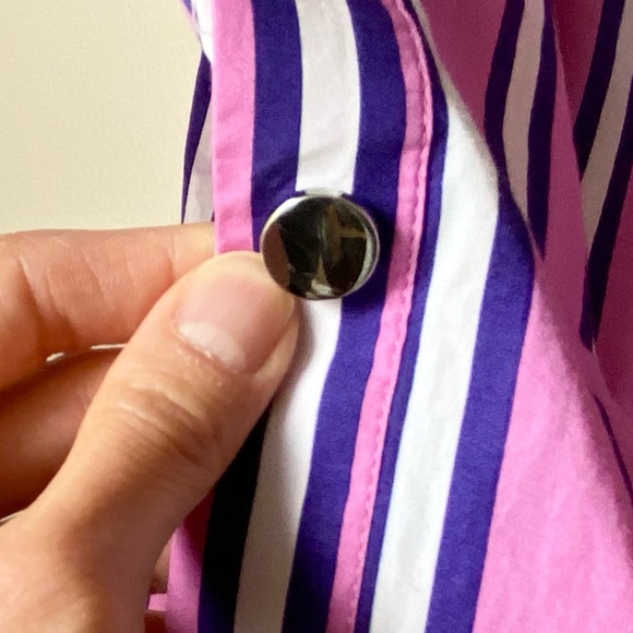 Maje pink/purple/white striped shirt with snap button sleeves - Picture 12 of 16